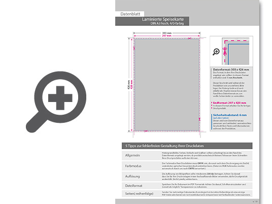 Product Bild laminierte_speisekarte_din_a3_(29_7_cm_x_42_0_cm)__einseitig_bedruckt