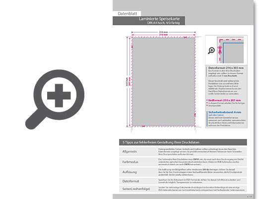 Product Bild laminierte_speisekarte_din_a4_(21_0_cm_x_29_7_cm)__einseitig_bedruckt