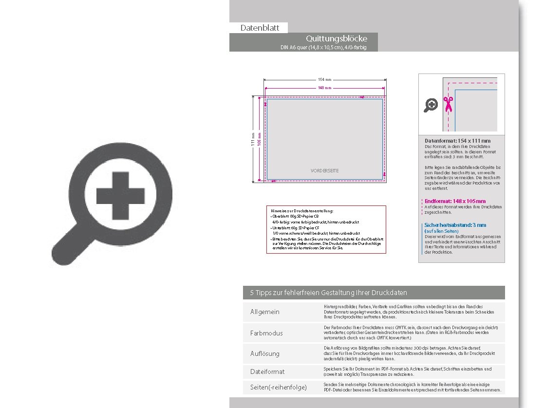 Product Bild quittungsblock_din_a6_quer__3-fach__4_0-farbig__50_s__tze_je_block