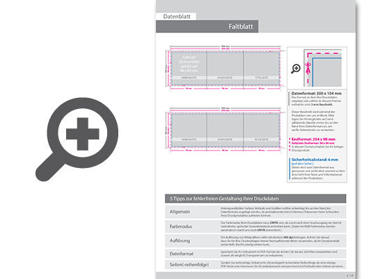 Product Bild faltblatt__gefalzt_auf_quadrat_9_8_cm_x_9_8_cm__vertikaler_zickzackfalz__6-seitig