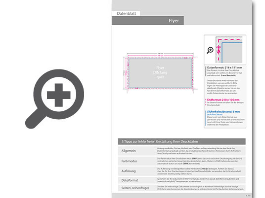 Product Bild multiloft-flyer_din_lang_quer_(21_0_cm_x_10_5_cm)_einseitig_folienkaschiert_gl__nzend__4_0_farbig_(einseitiger_druck)